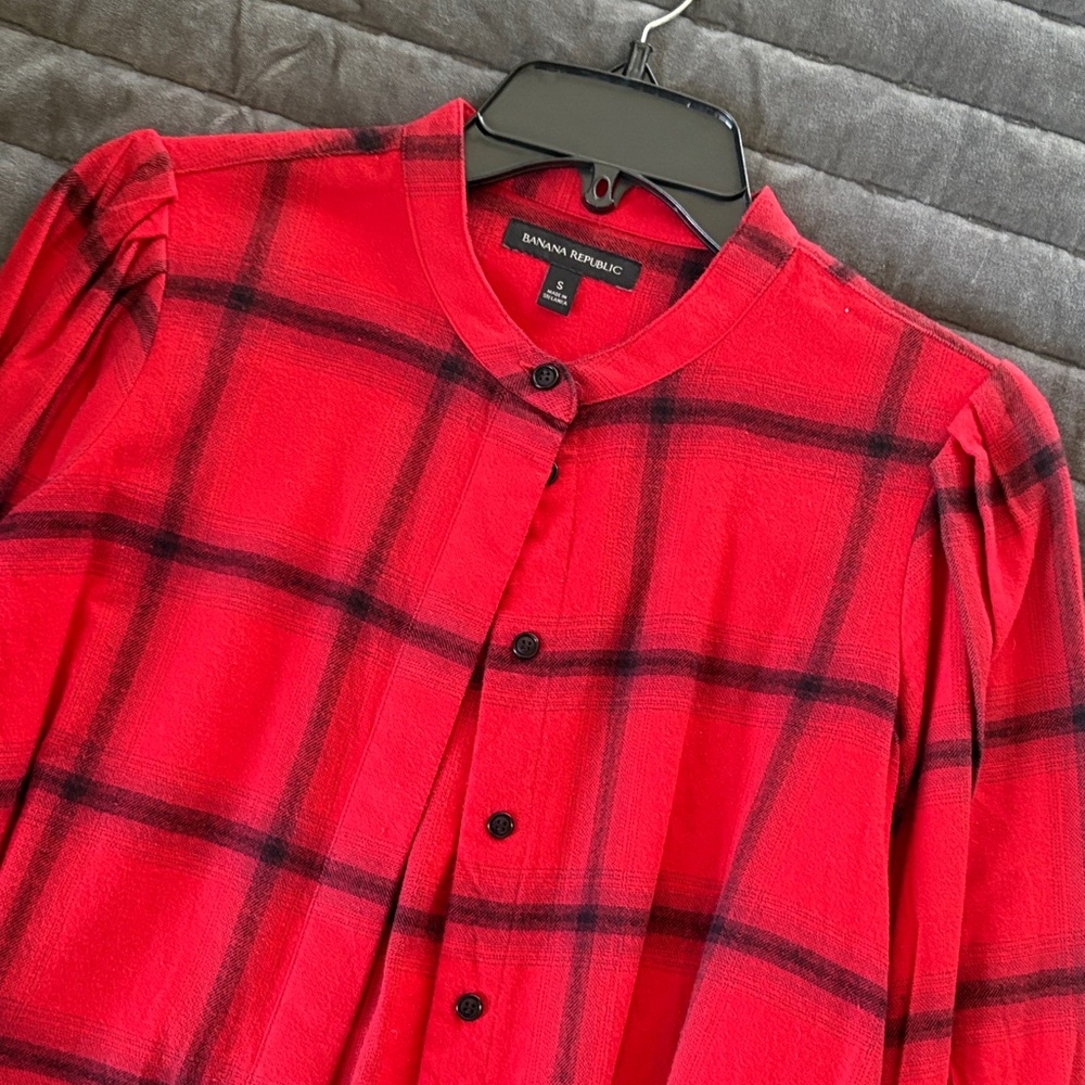 Banana Republic Red Plaid Blouse